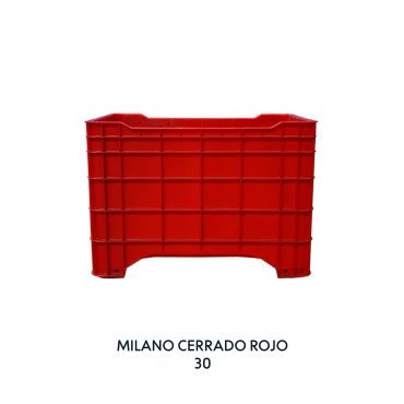 CONTENEDOR MILANO CERRADO ROJO, EUROPLAST