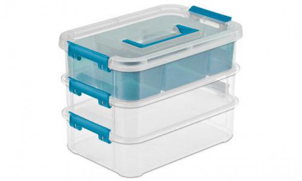 CAJA 3 NIV STACK&CARRY CLR/AZUL, STERILITE